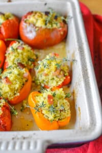 Sausage Stuffed Peppers with Pesto