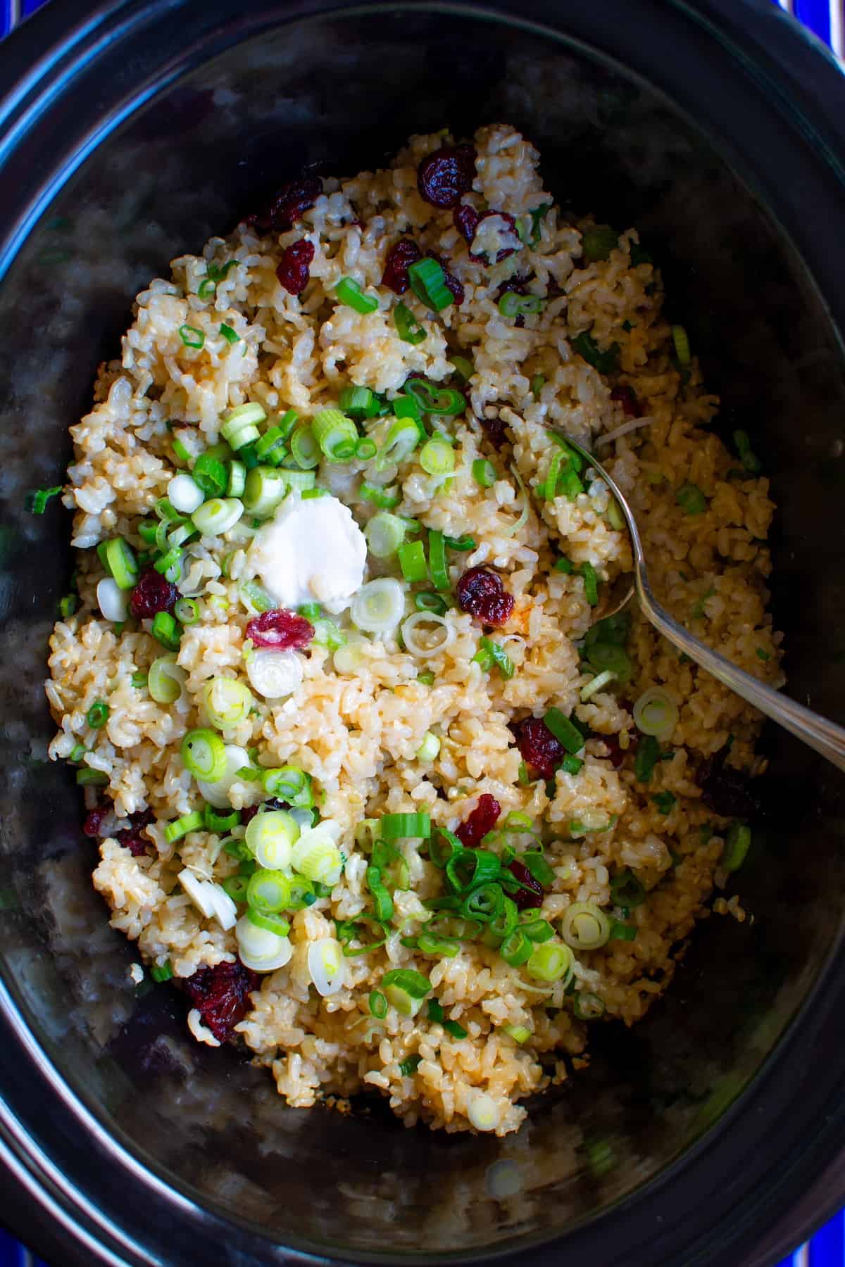 Perfect Brown Rice Crockpot Recipe with Scallions
