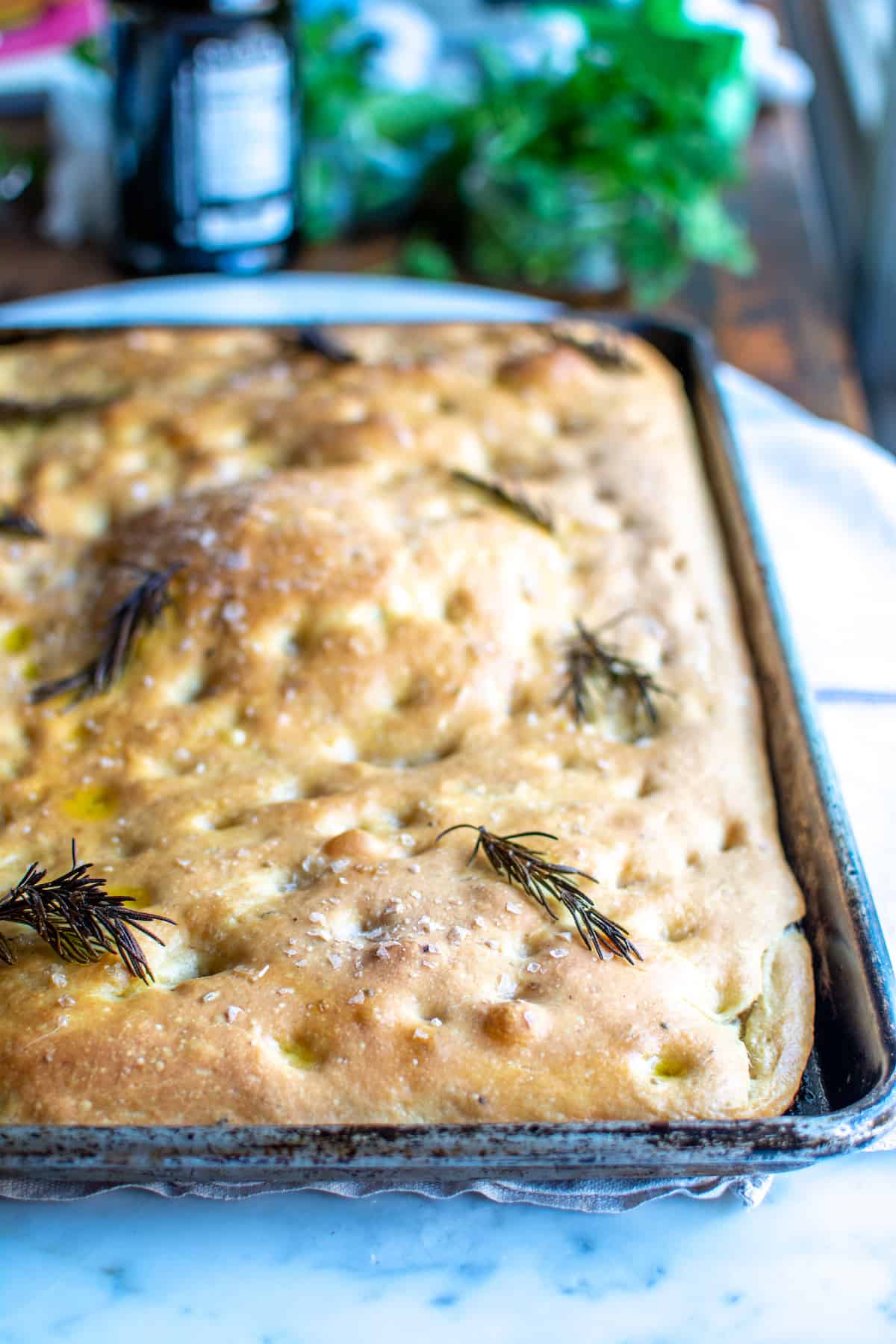 Crispy Sheet Pan Focaccia with Rosemary - Elle & Pear