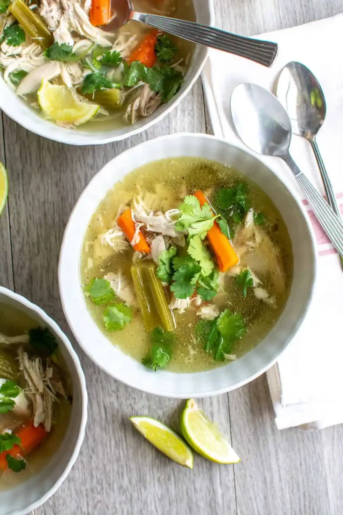 two bowls of chicken soup