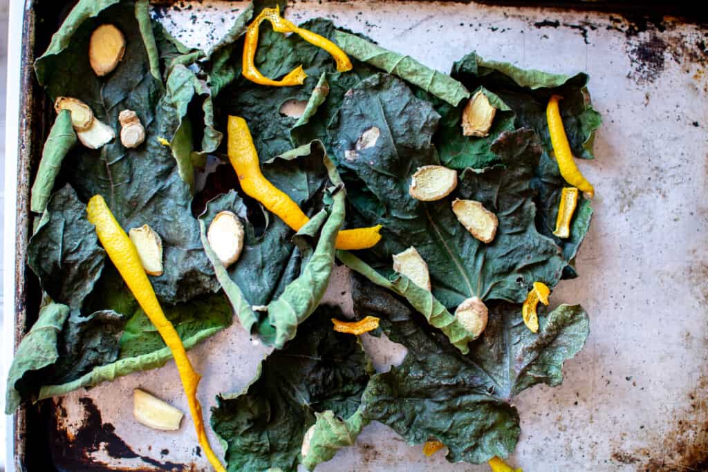 All the ingredients after being dried in the oven