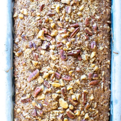 The bread in the baking pan after coming out of the oven.