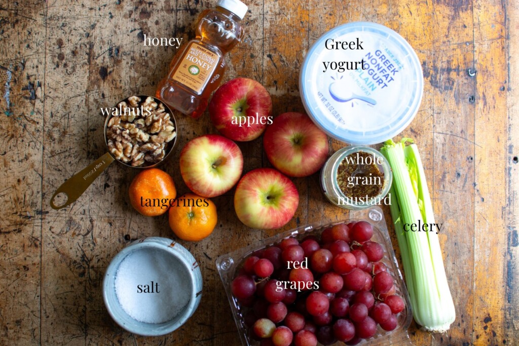 All the ingredients to make Waldorf Salad