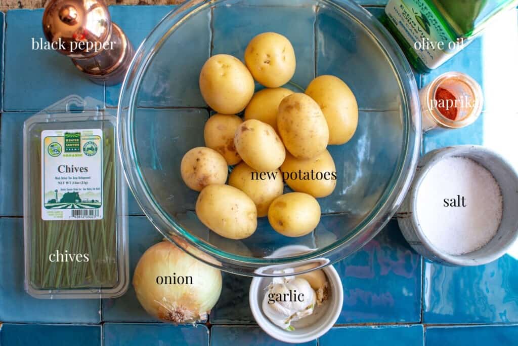 all the ingredients you need to make grilled new potatoes