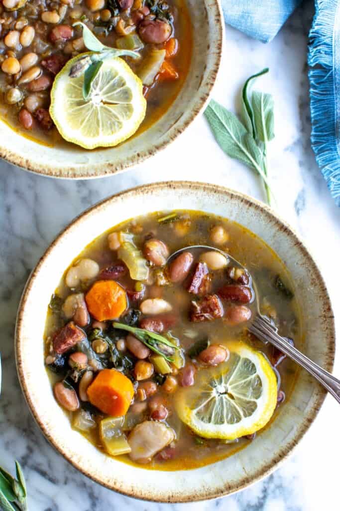 2 bowls of 15 bean soup