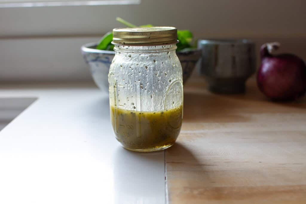 poppy seed dressing in a jar