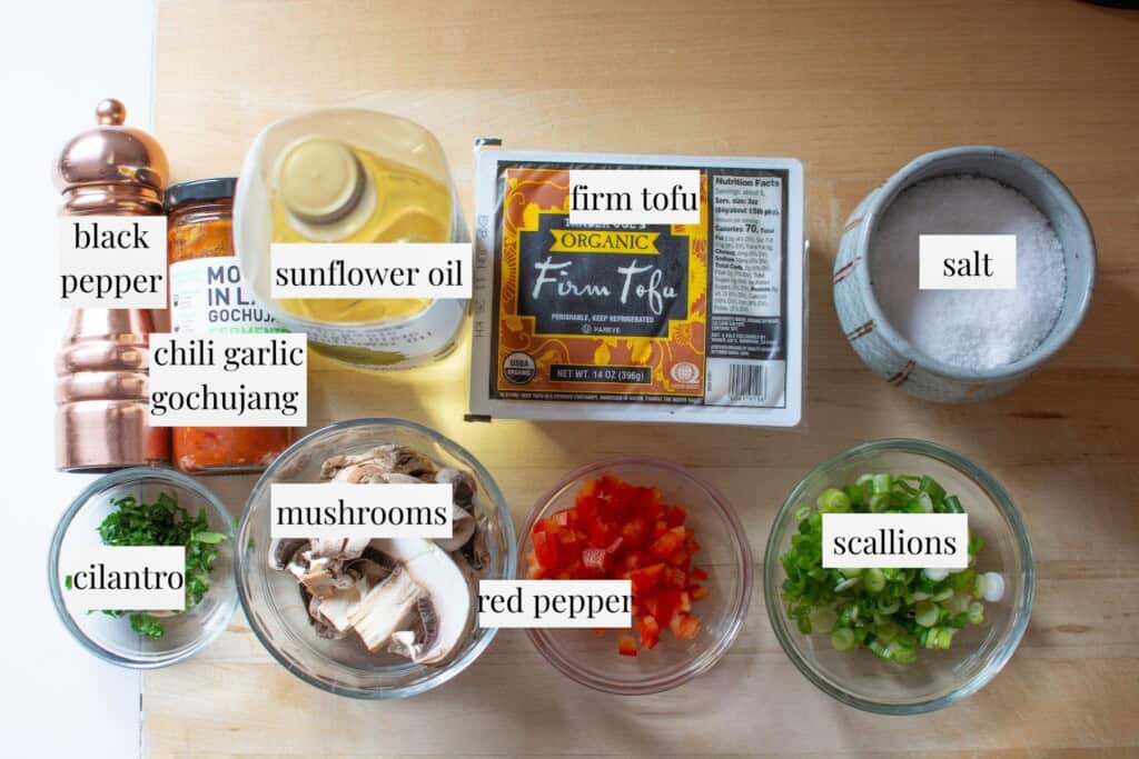 all the ingredients needed to make tofu scramble