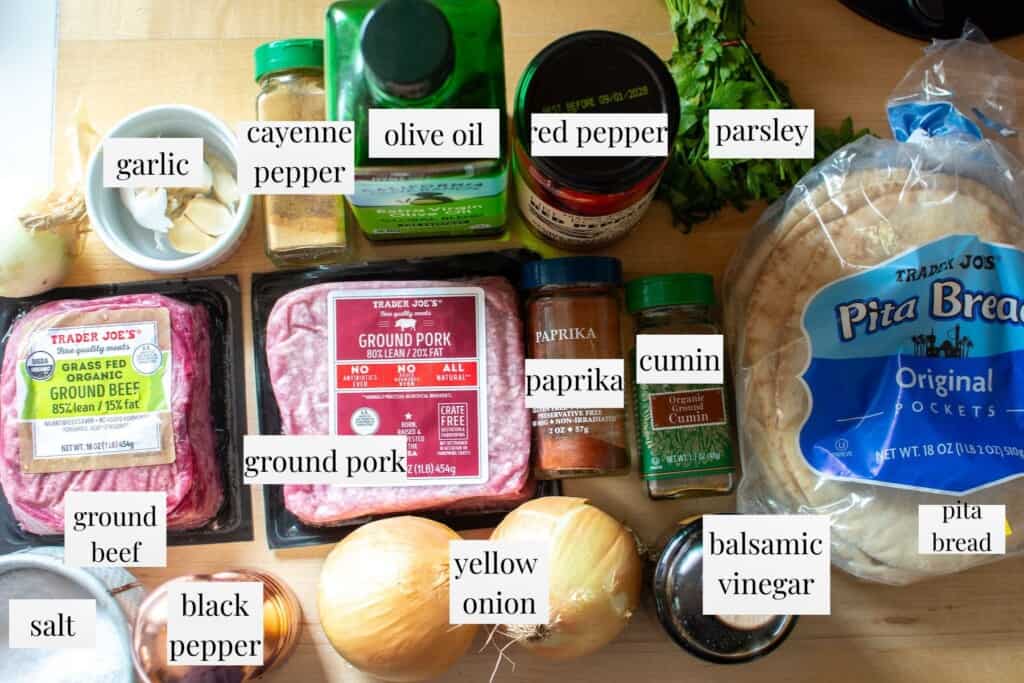 all the ingredients to make Turkish meatballs