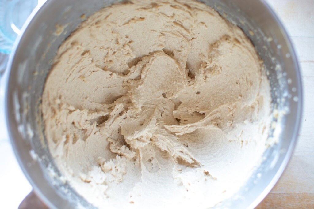 Butter and sugar in the bowl of a stand mixer