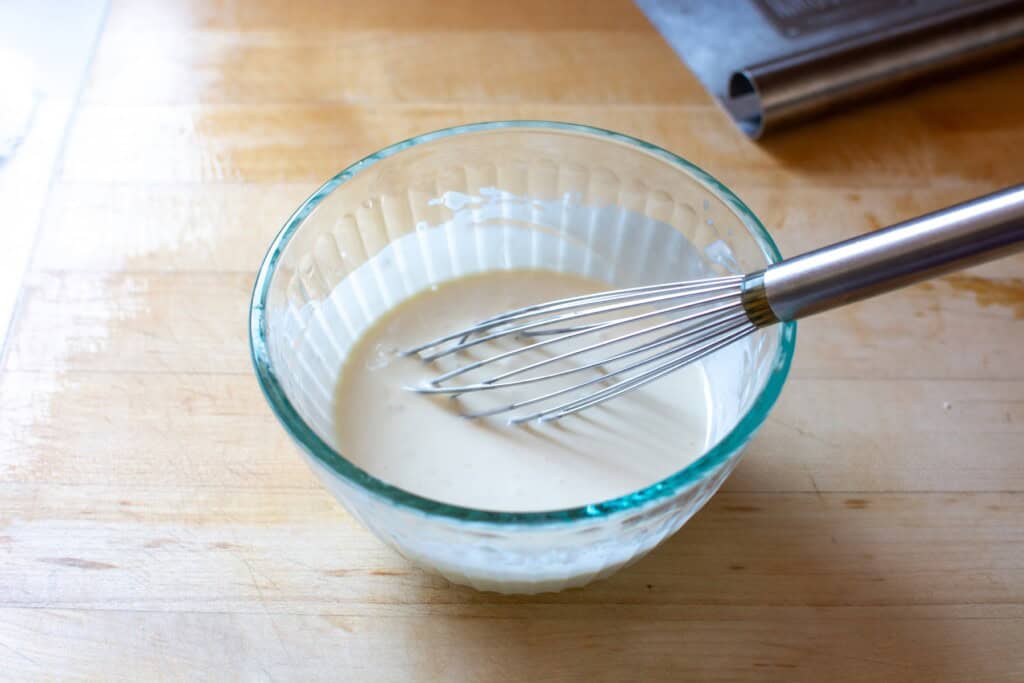 mayonnaise sauce in a glass bowl 