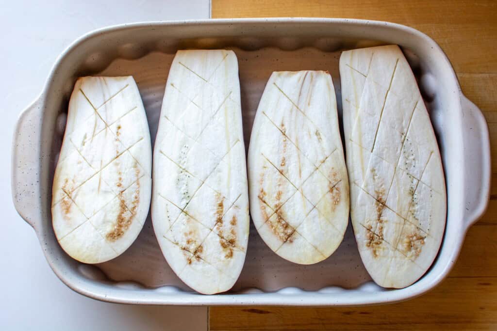 eggplant in a baking dish