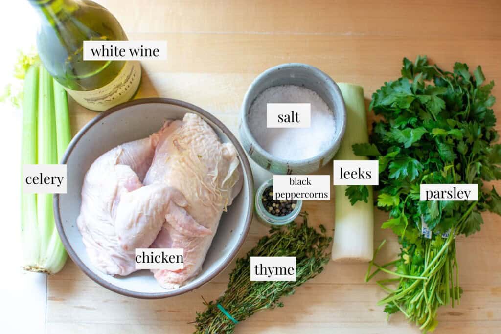 All the ingredients to poach chicken