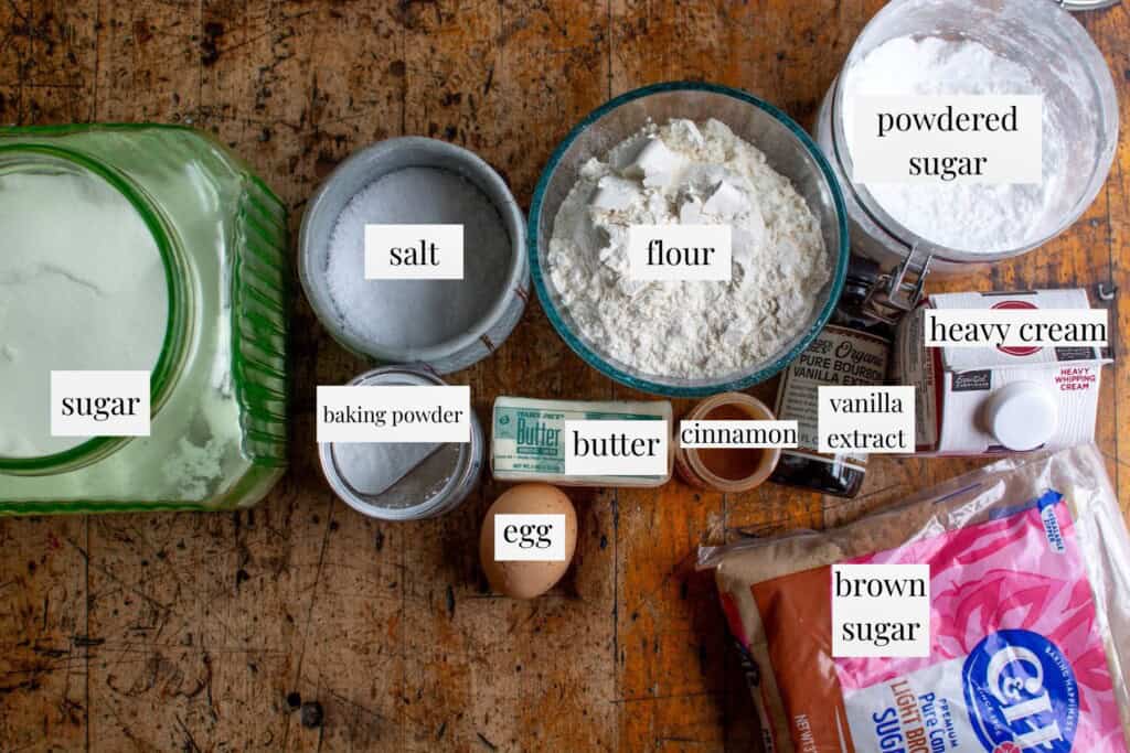all the ingredients to make cinnamon scones