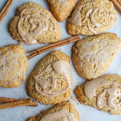 cinnamon scones on a piece of parchment paper