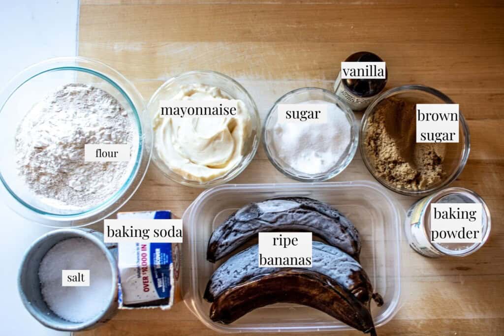 all the ingredients to make banana bread