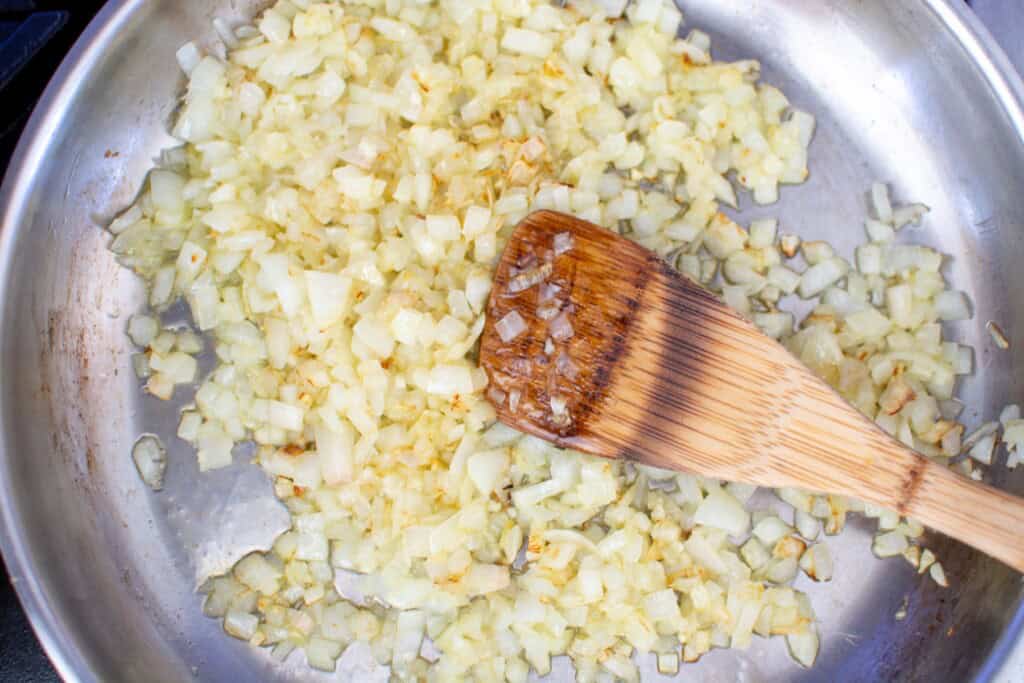 onions in a skillet browning