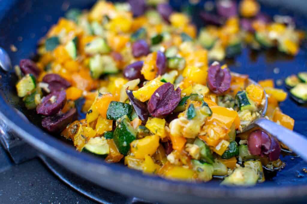 sauteed vegetables in a frying pan