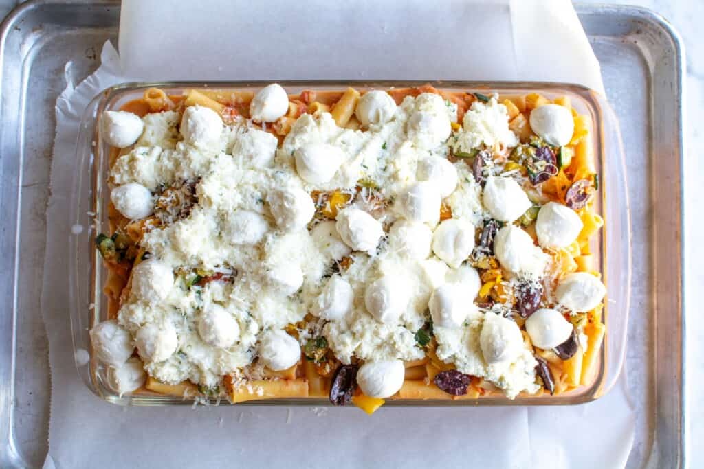ziti ready to go in the oven